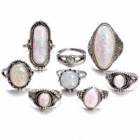 Zinc Alloy Ring Set, with Opal, 8 pieces & fashion jewelry & for woman 