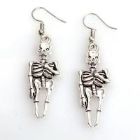 Zinc Alloy Drop Earring, Skull, plated, fashion jewelry & for woman nickel, lead & cadmium free 