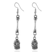 Zinc Alloy Drop Earring, Skull, plated, fashion jewelry & for woman nickel, lead & cadmium free, 45mm 