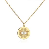 Brass Cubic Zirconia Necklace, Flat Round, 18K gold plated, micro pave cubic zirconia & for woman & enamel Approx 17.72 Inch 