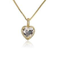 Brass Cubic Zirconia Necklace, Heart, 18K gold plated, micro pave cubic zirconia & for woman Approx 17.72 Inch 