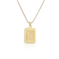 Brass Jewelry Necklace, Rectangle, gold color plated, Unisex & with letter pattern Approx 17.72 Inch 