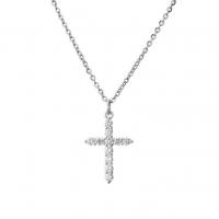 Cubic Zircon Micro Pave Brass Necklace, Cross, plated, Unisex & micro pave cubic zirconia Approx 17.72 Inch 