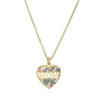 Cubic Zircon Micro Pave Brass Necklace, Heart, plated, micro pave cubic zirconia & for woman & hollow Approx 17.72 Inch 