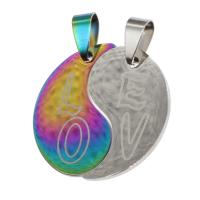 Stainless Steel Couple Pendant, mixed colors 