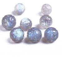 Labradorite Beads, Round, natural, carved, mixed colors, 10-11mm 