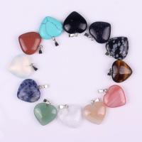 Gemstone Jewelry Pendant, Agate, Heart, Natural & fashion jewelry, mixed colors 