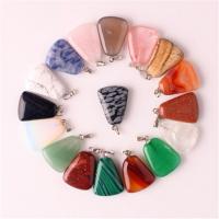 Gemstone Jewelry Pendant, Agate, Trapezium, Natural & fashion jewelry, mixed colors 