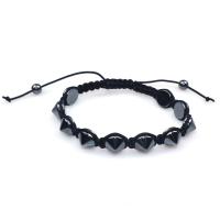 Hematite Bracelets, Adjustable & braided bracelet & for man nickel, lead & cadmium free, 200mm 