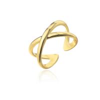 Brass Cuff Finger Ring, 18K gold plated, Adjustable & for woman & hollow, 11mm 
