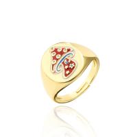 Brass Open Finger Ring, 18K gold plated, Adjustable & micro pave cubic zirconia & for woman & enamel 17mm 