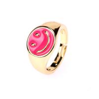 Brass Open Finger Ring, Smiling Face, plated, fashion jewelry & for woman & enamel 12mm 