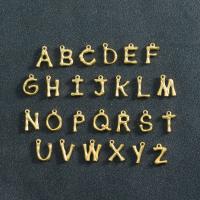 colgantes del acero inoxidable de letras, Carta del alfabeto, chapado, dorado, 15x10-16mm, Vendido por UD