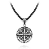Stainless Steel Jewelry Necklace, Compass, plated, Unisex & snake chain, silver-grey 