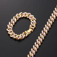 Zinc Alloy Rhinestone Bracelets, with Rhinestone, plated, Unisex & herringbone chain 
