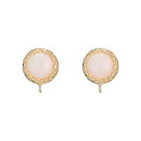 Brass Earring Drop Component, with Opal, 14K gold plated, DIY, 11mm Approx 1.5mm 
