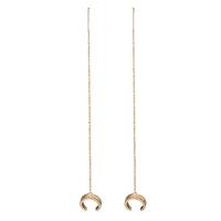 Brass Thread Through Earrings, 14K gold plated, micro pave cubic zirconia & for woman 