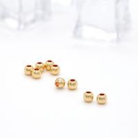 Brass Jewelry Beads, Round, 14K gold plated 