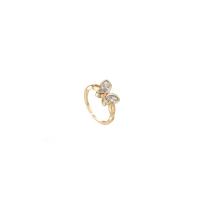 Cubic Zirconia Micro Pave Brass Finger Ring, Butterfly, 14K gold plated, Adjustable & micro pave cubic zirconia & for woman Inner Approx 16.5mm 