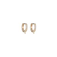 Brass Huggie Hoop Earring Finding, 14K gold plated & micro pave cubic zirconia & for woman 