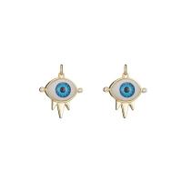 Brass Jewelry Pendants, with Plastic, Evil Eye, 14K gold plated, micro pave cubic zirconia 
