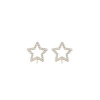 Brass Earring Drop Component, Star, 14K gold plated, micro pave cubic zirconia & for woman 