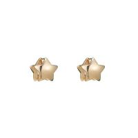 Brass Huggie Hoop Earring, Star, 14K gold plated, for woman 