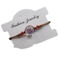 Fashion Create Wax Cord Bracelets, Glass, with Dried Flower & Wax Cord, Adjustable & for woman Approx 7 Inch 
