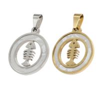 Stainless Steel Pendants, with Shell, Round 