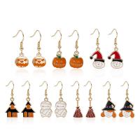 Enamel Zinc Alloy Drop Earring, epoxy gel, Halloween Jewelry Gift & for woman 