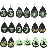 PU Leather Drop Earring, Halloween Jewelry Gift & for woman & luminated 