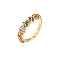 Cubic Zirconia Micro Pave Brass Finger Ring, 18K gold plated, Adjustable & micro pave cubic zirconia & for woman, 5mm 