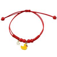 Mode créer Bracelets cordon de cire, alliage de zinc, avec porcelaine & corde de cire, Réglable & pour femme, rouge Environ 7 pouce, Vendu par PC