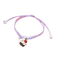 Mode créer Bracelets cordon de cire, alliage de zinc, avec porcelaine & corde de cire, Réglable & pour femme & émail, violet Environ 7 pouce, Vendu par PC