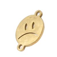 Stainless Steel Charm Connector, Round, facial expression series 