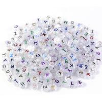 Acryl Alphabet Perlen, rund, DIY, klar, 9.5x4.5mm, 100PCs/Tasche, verkauft von Tasche