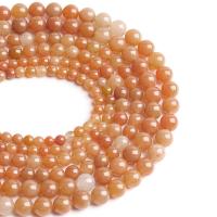 Perle en aventurine rouge, Rond, poli, DIY, orange rougeâtre cm, Vendu par brin