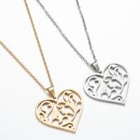 Stainless Steel Jewelry Necklace, Heart, plated, fashion jewelry & with flower pattern & for woman 