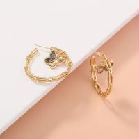 Zinc Alloy Hoop Earring, with Abalone Shell, Butterfly, KC gold color plated, for woman, golden 