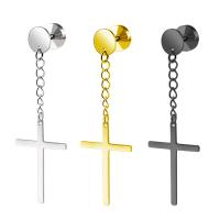 Stainless Steel Drop Earring, Cross, plated, hypo allergic & Unisex 54mm 