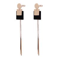 Stainless Steel Drop Earring, rose gold color plated, hypo allergic & for woman, rose gold color, 80mm 