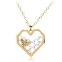 Zinc Alloy Necklace, Heart, plated, Unisex & oval chain, gold 