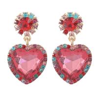 Zinc Alloy Rhinestone Drop Earring, Heart, plated, fashion jewelry & for woman & with rhinestone 