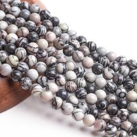Network Stone Beads, Round, polished, DIY, black cm 