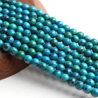Chrysokoll Perlen, Demidowit, rund, poliert, DIY, blau, Länge:38 cm, verkauft von Strang