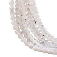 Perla de ágata blanca natural, Ágata blanca, Esférico, pulido, Bricolaje, Blanco, longitud:38 cm, Vendido por Sarta