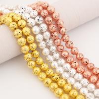 Multicolor Lava Perlen, rund, Galvanische Beschichtung, DIY, keine, 8mm, Länge:38 cm, verkauft von Strang