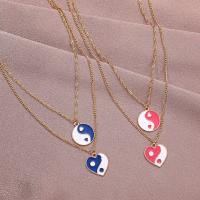 Enamel Zinc Alloy Necklace, plated, Double Layer & fashion jewelry & ying yang & for woman 