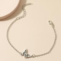 Zinc Alloy Anklet, Butterfly, plated, fashion jewelry & for woman, platinum color 