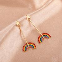 Enamel Zinc Alloy Drop Earring, Rainbow, plated, fashion jewelry & for woman 